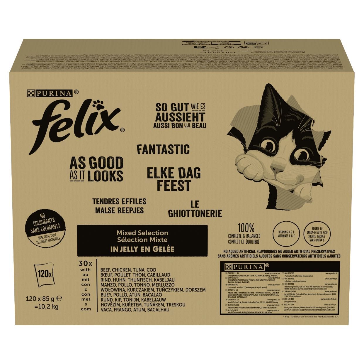 Karma dla kota mokra felix mix smaków 120 saszetek mięsno rybne