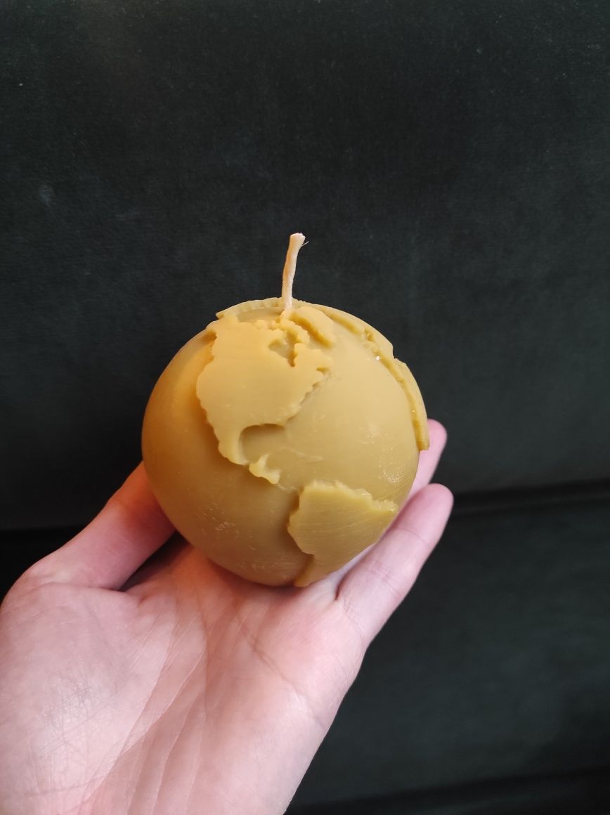 Świeczka z wosku pszczelego ZIEMIA, prezent HANDMADE