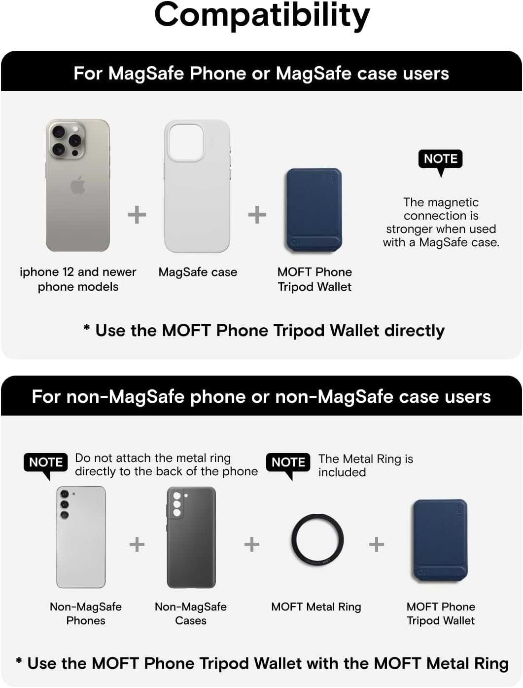 MOFT skórzany Stojak MagSafe na telefon z regulacją portfel do iPhone
