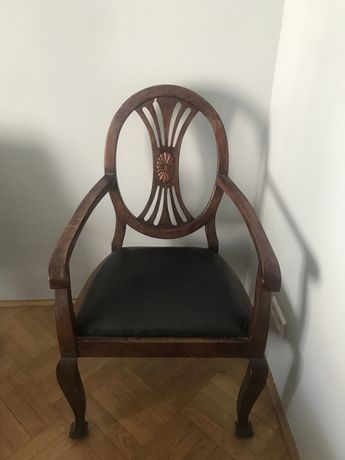 Fotel krzesło drewno gięte rzeźbiony owal