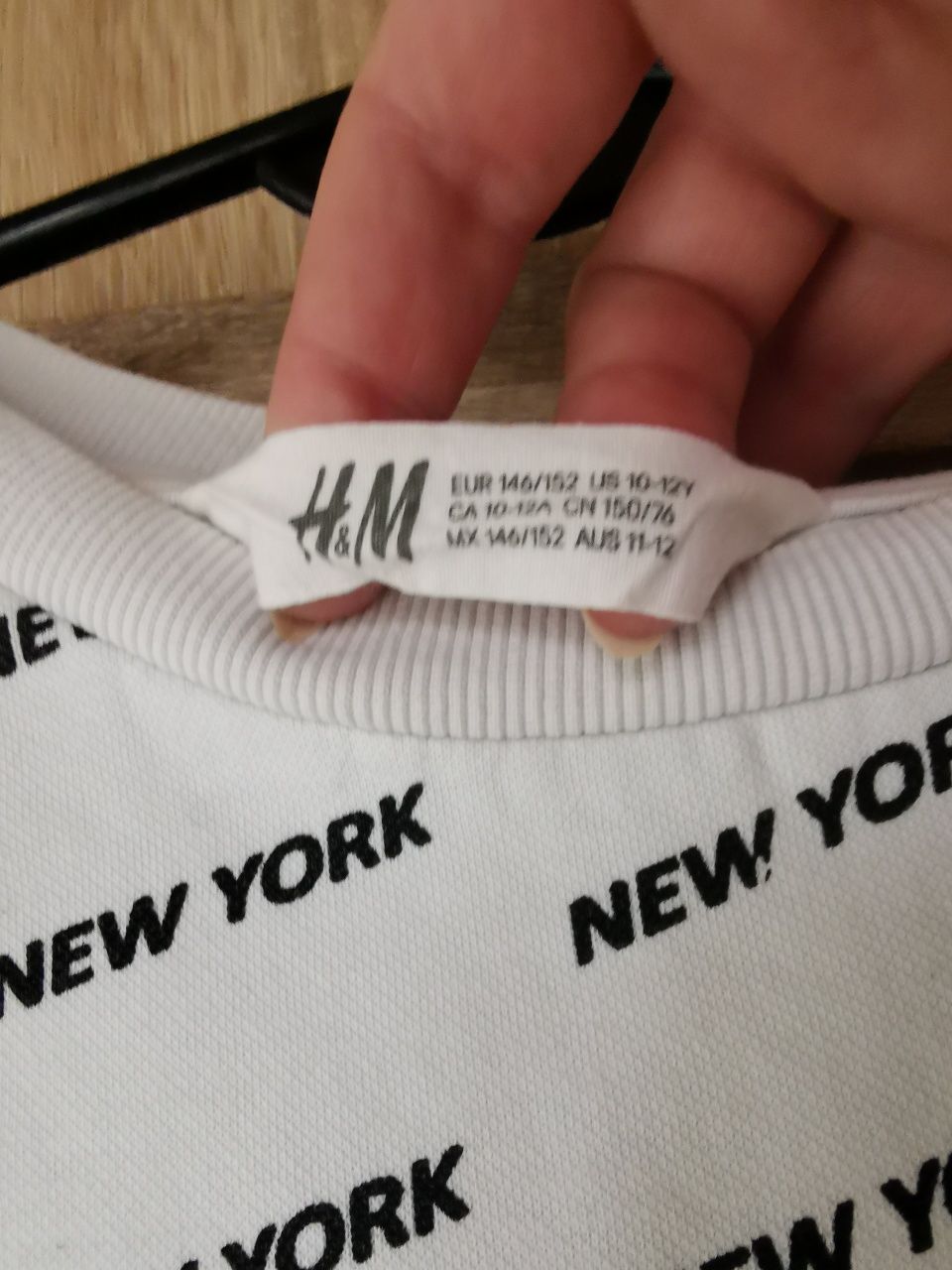 H&M biała krótka bluza New York 146/ 152