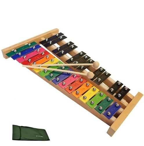 Dzwonki cymbałki kolorowe 27 ton z zielonym pokrowcem