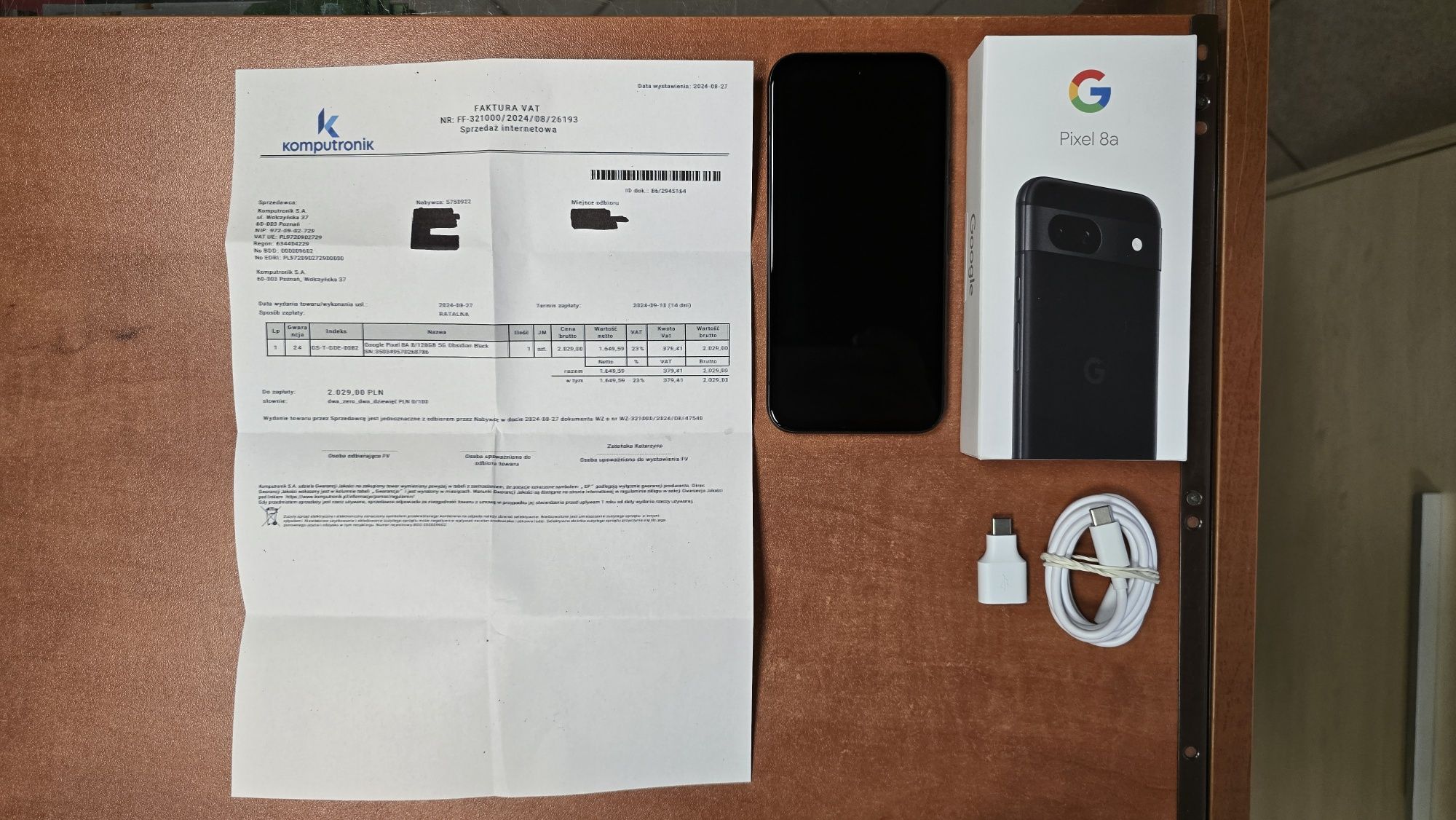 Google Pixel 8A Dual Sim 128GB/8GB RAM czarny, stan bdb, gwarancja