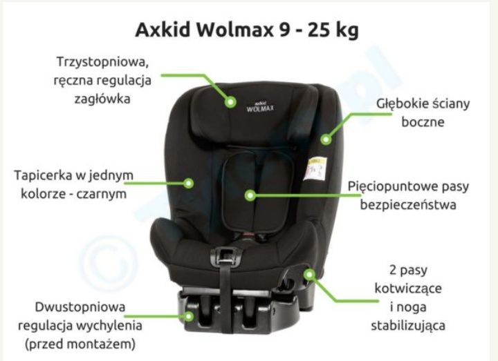Fotelik samochodowy Axkid Wolmax 9-25 kg