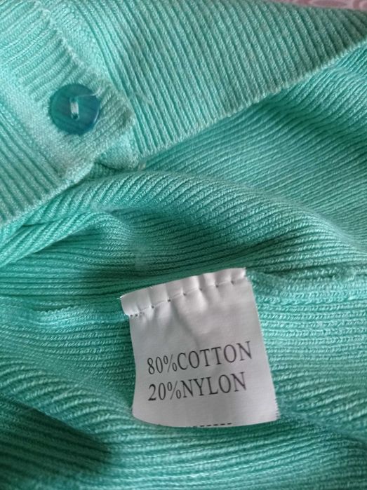 Ładny miętowy sweterek rozpinany z długim rękawem L/XL