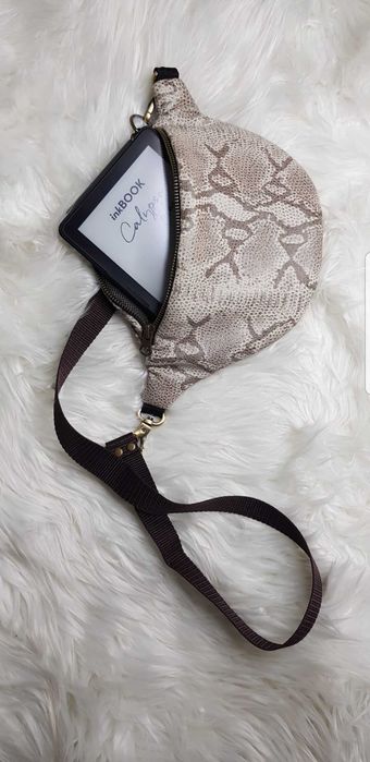 Nowa nerka Anacomito Phyton Beige skóra naturalna z plecionym paskiem