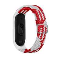 Beline Pasek Mi Band 7/6/5 Textile Red/White  Czerwony/Biały