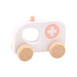 TOOKY TOY Drewniane Autko Ambulans do Pchania dla Dzieci
