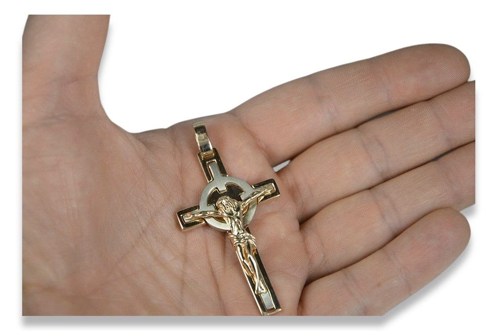 Krzyż Katolicki czerwonego różowego złota14k 585 zawieszka ctc049rw Wr