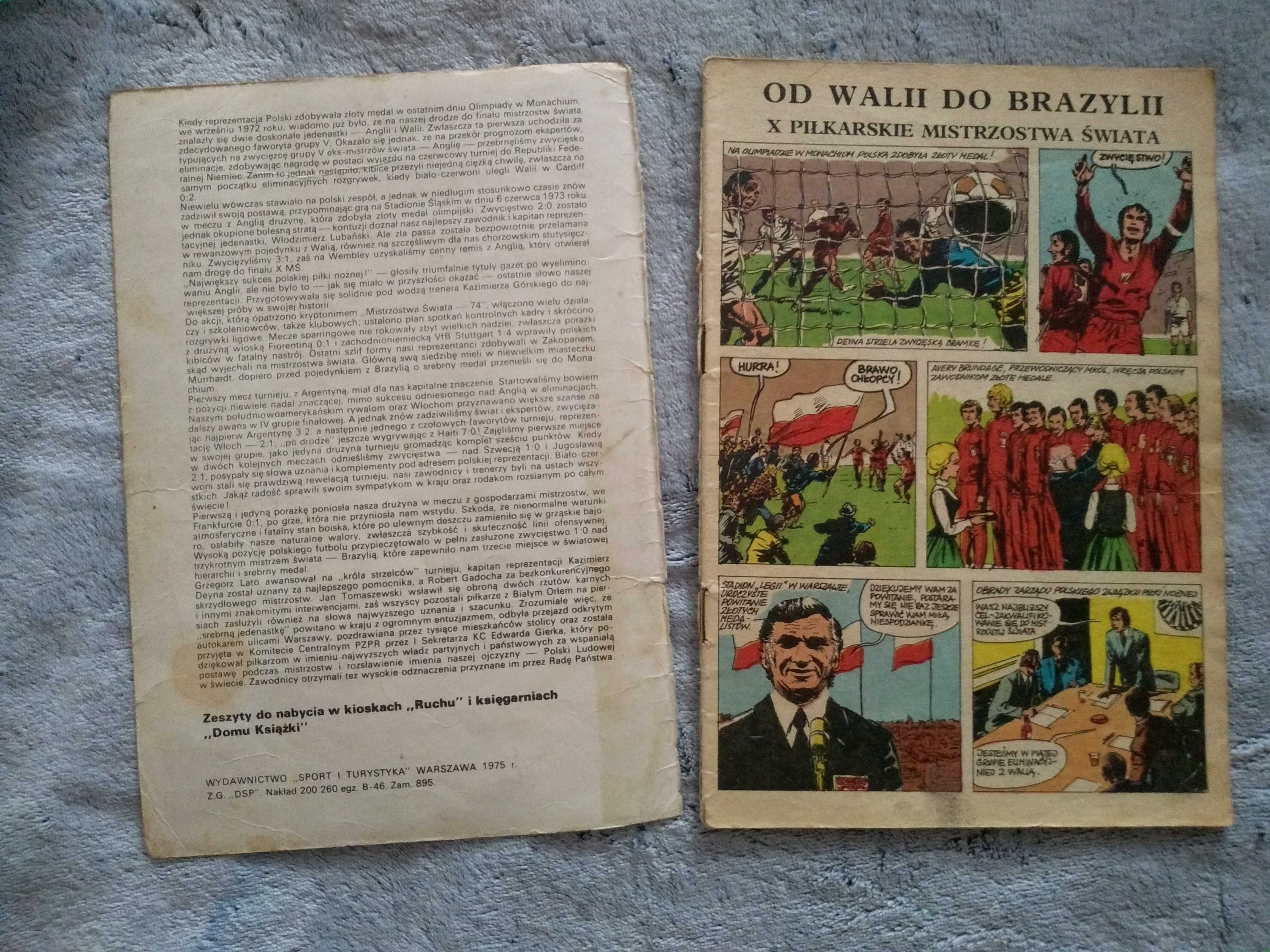 Komiks "Od Walii do Brazylii.X Piłkarskie Mistrzostwa Świata" 1975 rok