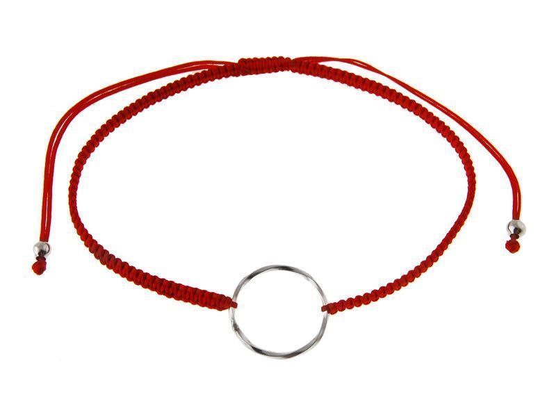 Bransoletka Celebrytka Bawełna Kółko Circle Ring B0805