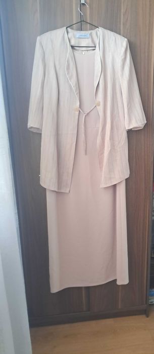 Elegancka sukienka wizytowa komplet z narzutką na wesele r. 46
