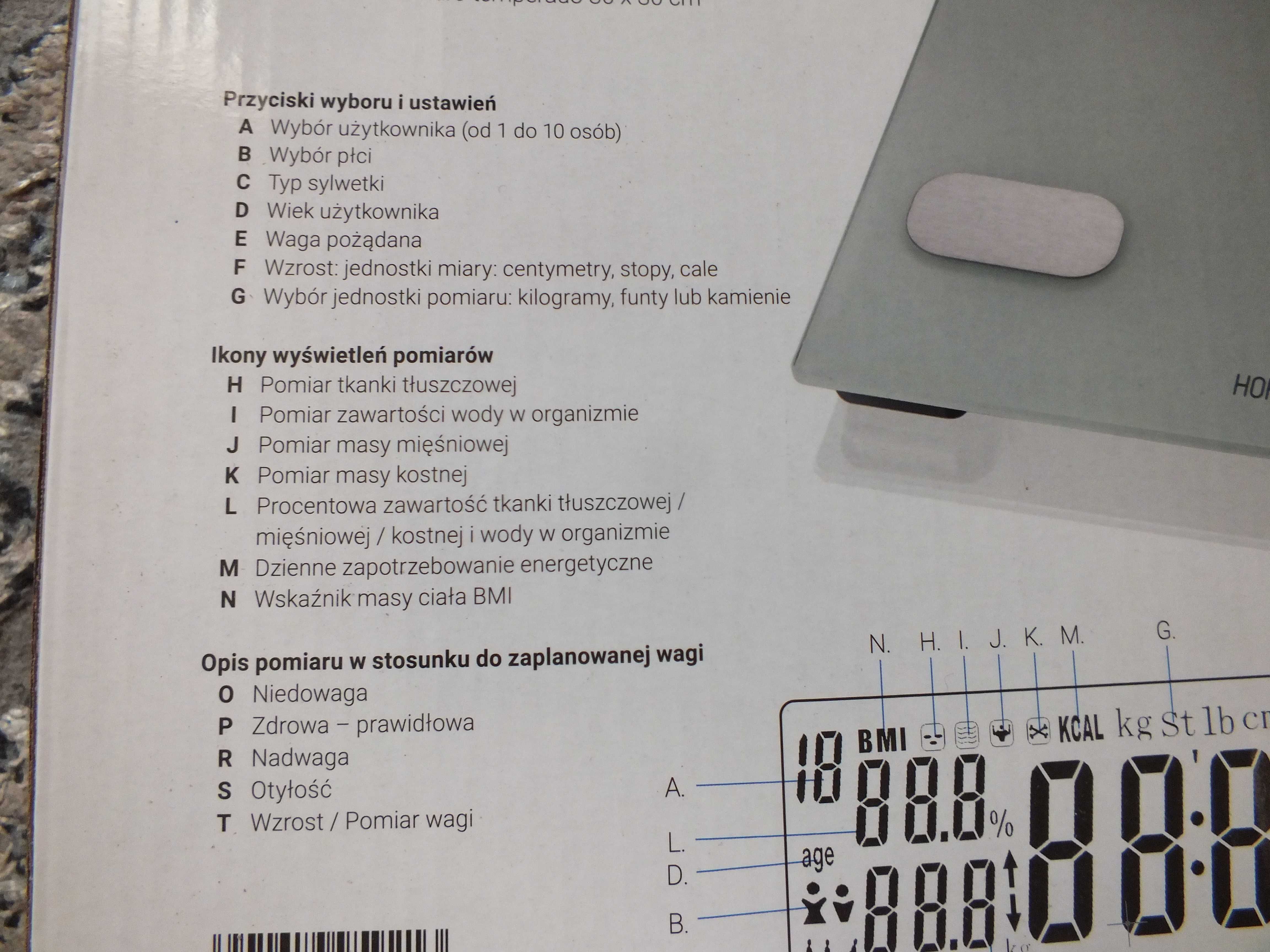 waga łazienkowa analityczna elektroniczna HOFFEN szklana 30x30cm OPIS