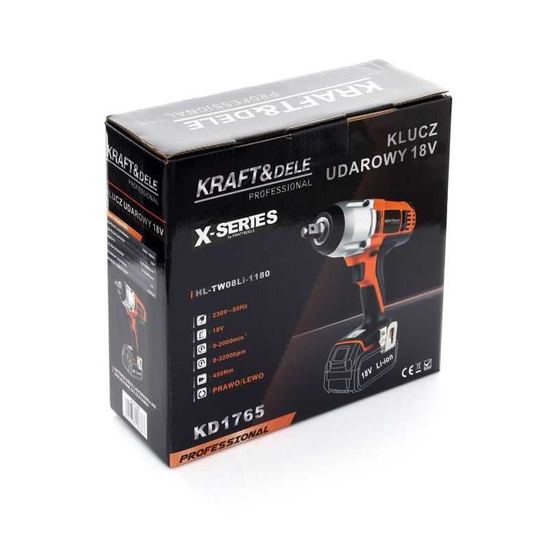 Klucz 1/2" udarowy akumulatorowy 450Nm bateria 5Ah ładowarka KD1765
