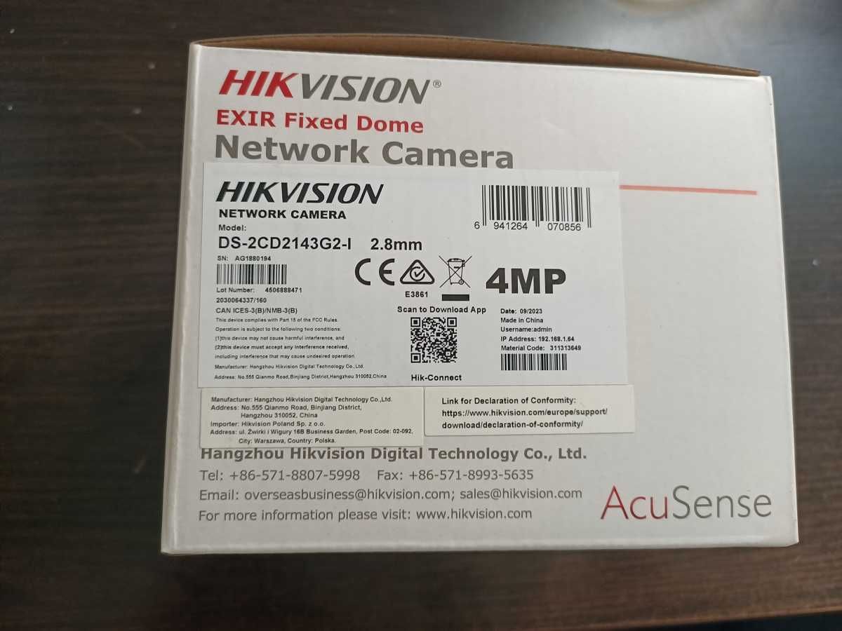 Kamera IP DS-2CD2143G2-I (2.8mm) 4MP Hikvision Komplet 2szt. NOWE