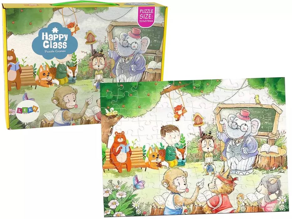 Puzzle Szkoła Dla Zwierząt 100 Elementów. LEAN Toys. Nowy Produkt
