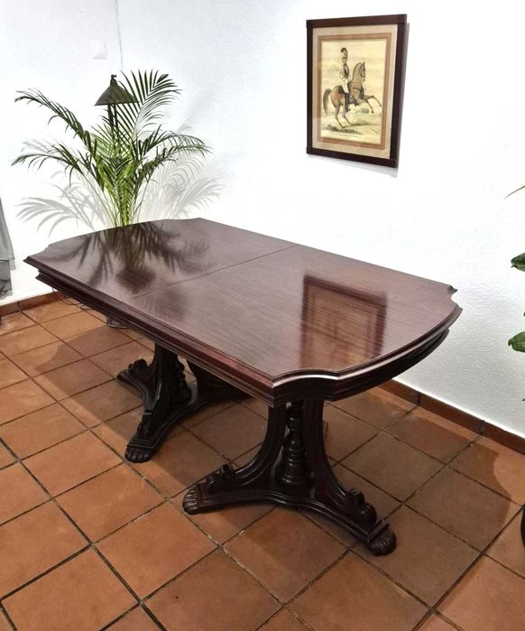 Mesa / Extensível / Clássica / Pé de Galo / Madeira Maciça / Vintage