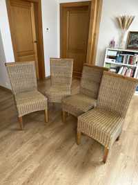 4 krzesła wiklinowe ratanowe rustykalne
