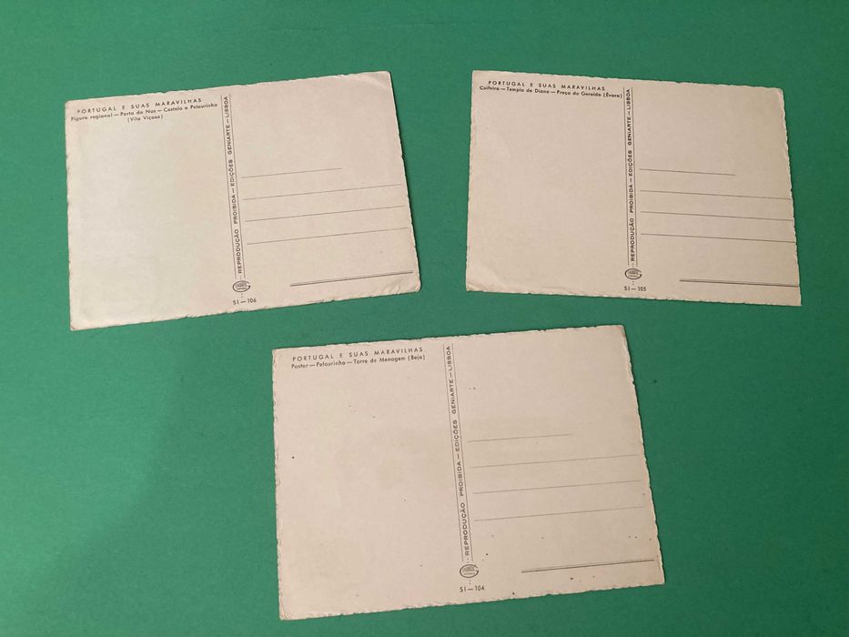 Lote de 5 Postais Portugal e suas Maravilhas Anos 50 - Novos
