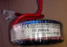 Transformator toroidalny 230V/200W-30/6,66A..