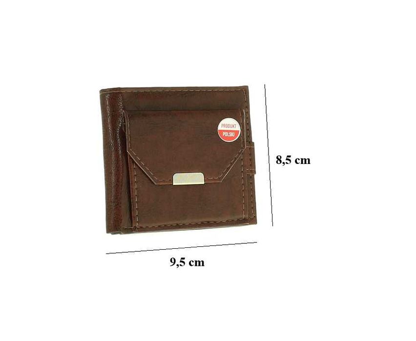 Portfelik męski na banknoty monety czarny skórzany bilonówka