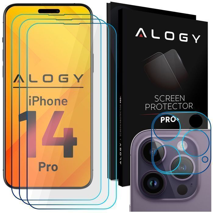 3x Szkło hartowane na ekran 9h + Szkło na obiektyw do iPhone 14 Pro