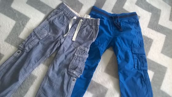 H&M, 2 pary spodni, CARGO, materiałowe  lato, jesień rozm. 104, SUPER