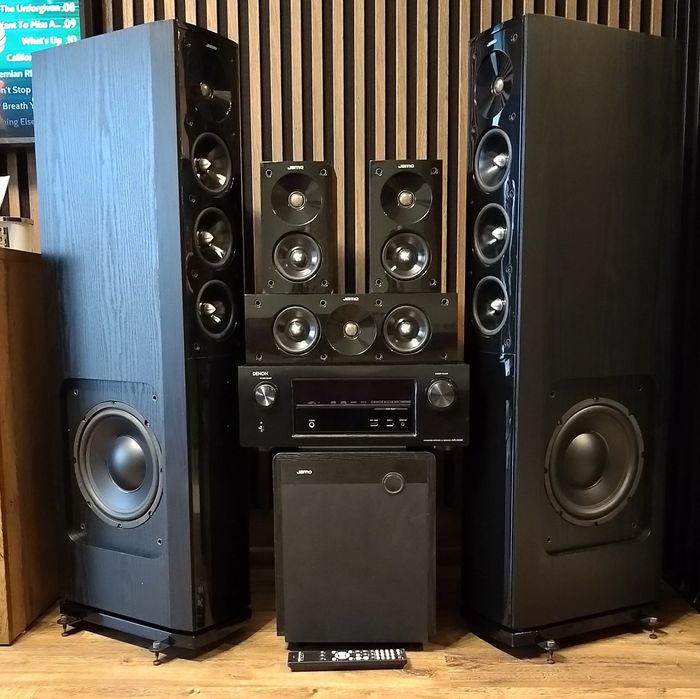 Kino Domowe Amplituner Denon Kolumny Jamo Subwoofer aktywny