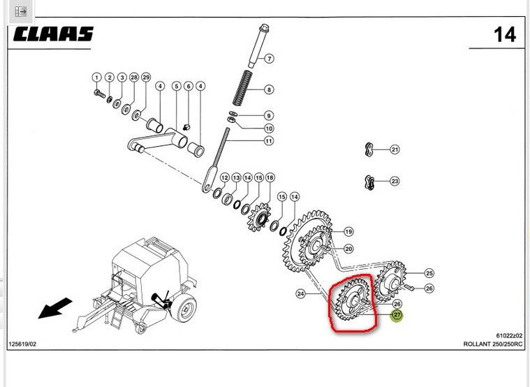 Koło łańcuchowe 838203.1 Claas Roland 250 26 zębów