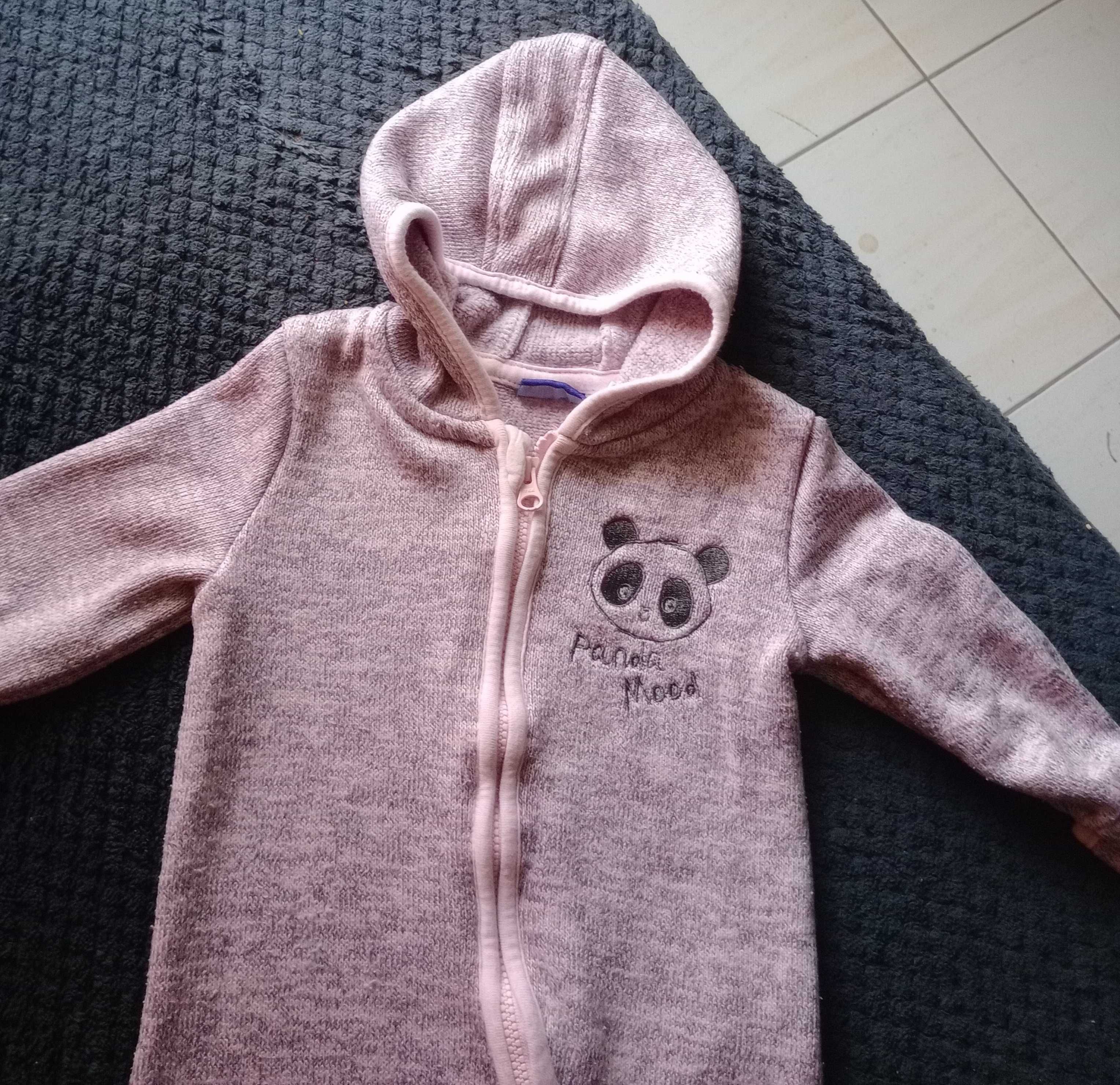 Babygro Panda, c/ capuz marca Lupilu 4-6 meses - Malha, cinza mesclado