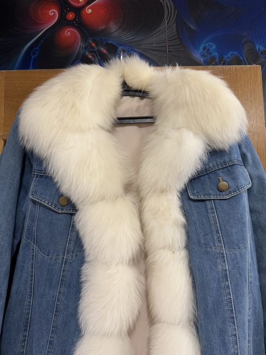 Продам джинсову парку курточку мех хутро натуральне писець