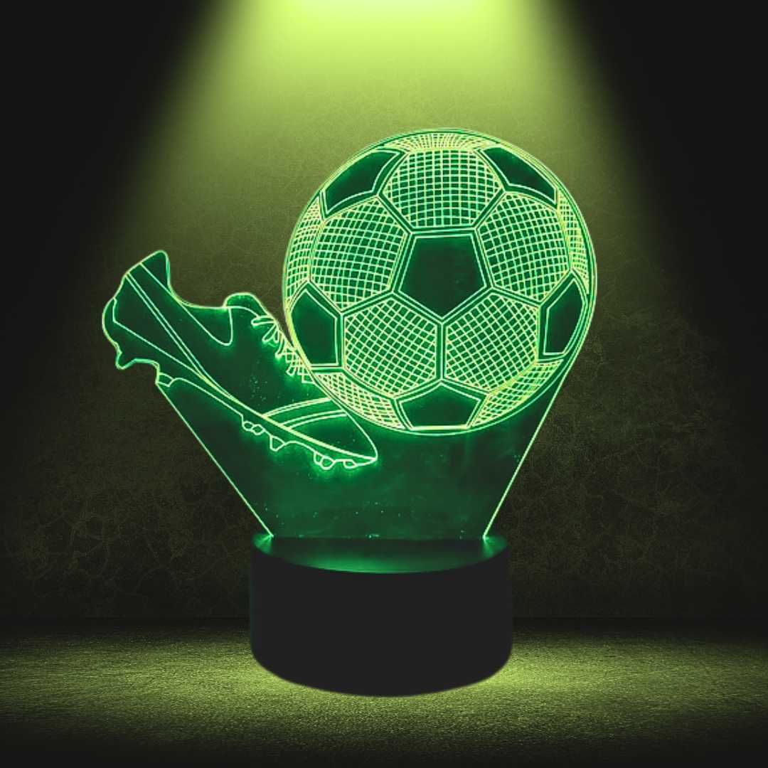 Lampka Nocna Biurkowa dla Dzieci Piłka Nożna Korki Podświetlana 3D