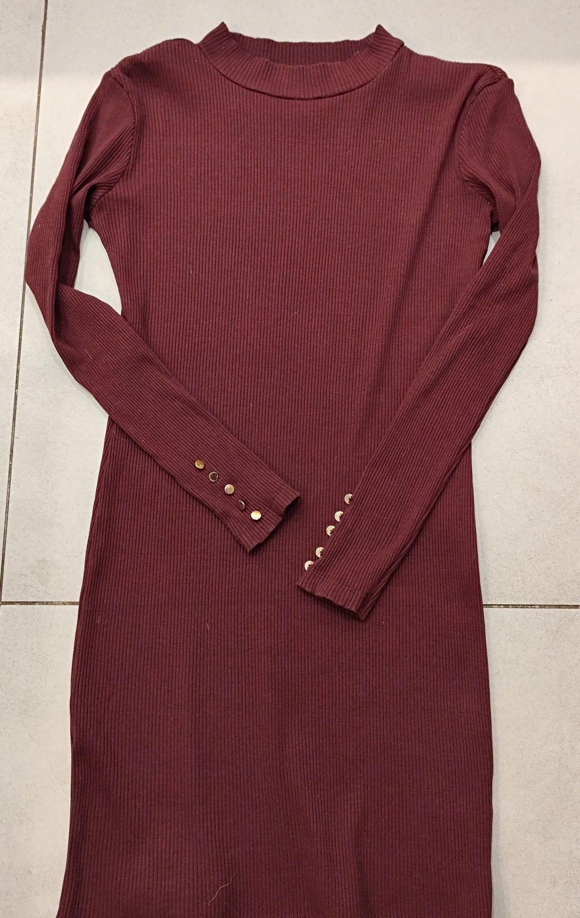 Reserved -burgundow, a bawelniana sukienka mini