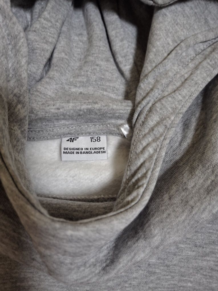 4F J.Nowa Bluza Dziewczęca 4F! Szara! Kaptur! Duże Logo 4F! Roz.158!