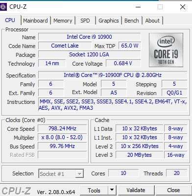 Procesor Intel i9-10900F 10 x 2,8 GHz gen. 10 LGA 1200