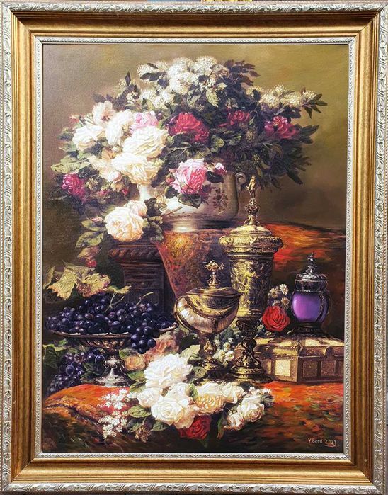 Картина маслом  "Натюрморт с розами"". Возможен торг!