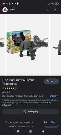 Dinozaur interaktywny, triceratops, chodzi , dźwięki
