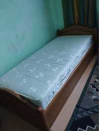 Ліжко односпальне дубове 90х200 з матрасом