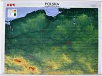 Duża ścienna MAPA fizyczna Polska zieleń