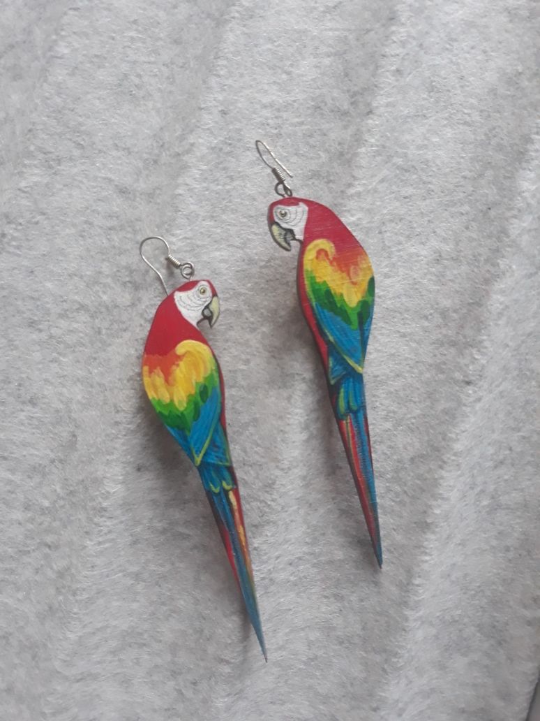 Letnia biżuteria kolczyki wisior pióra Boho papuga medalion mandala