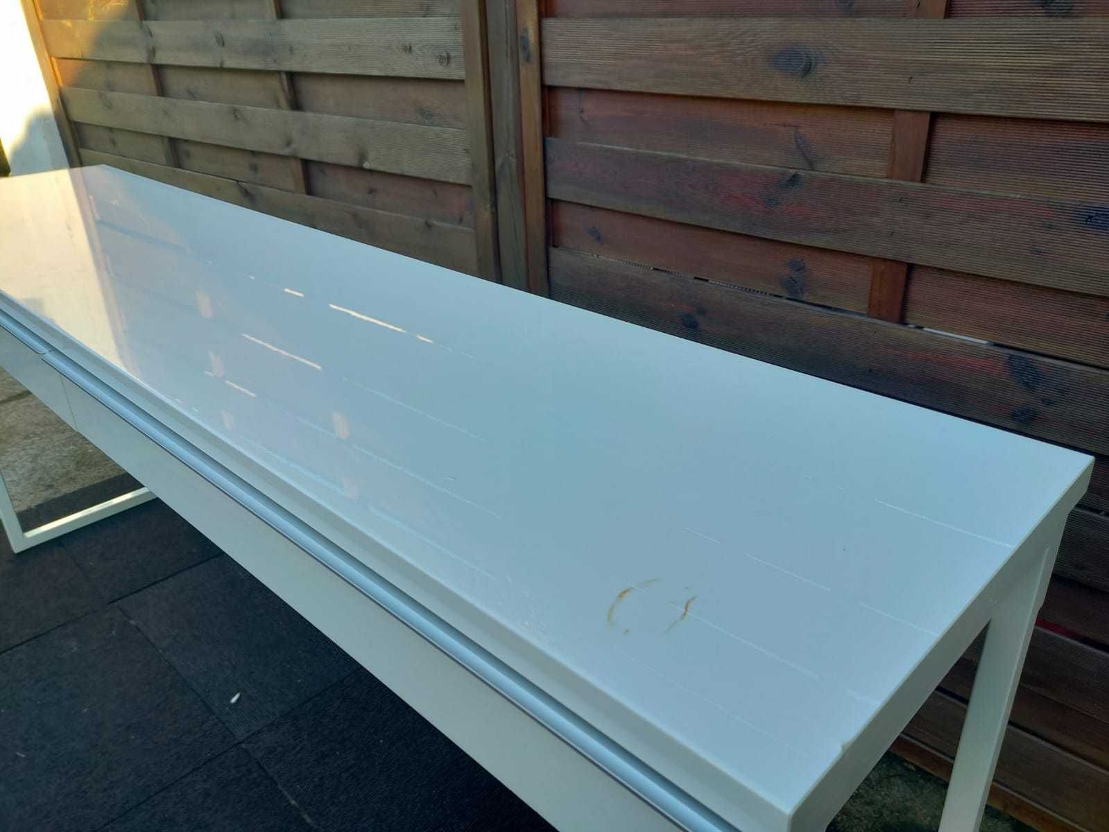 Biurko IKEA Burs 180 cm toaletka biały połysk duża