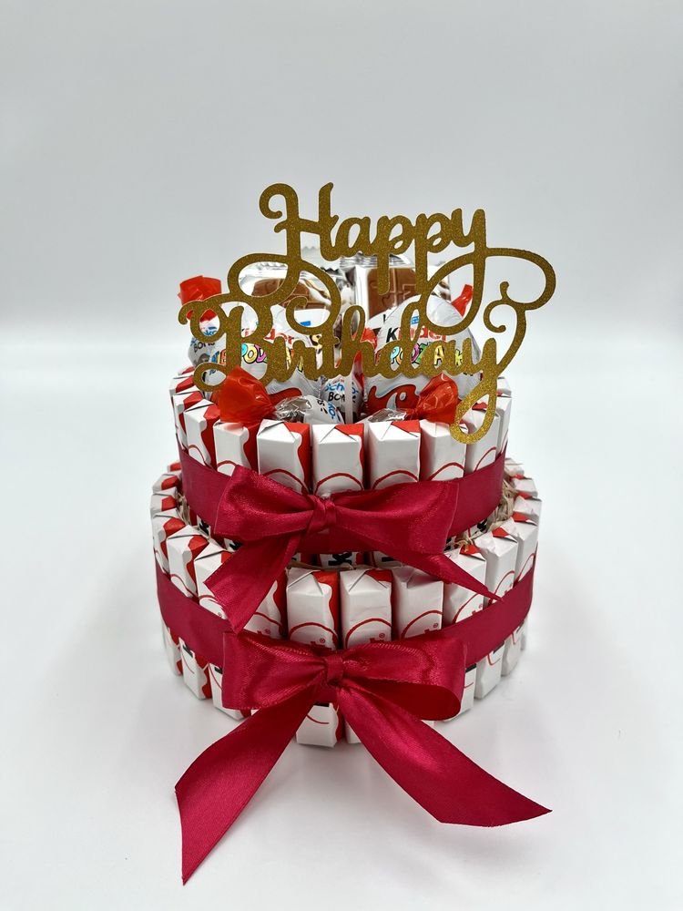 Tort kinder - 2 piętrowy prezent na urodziny imieniny mix słodyczy box