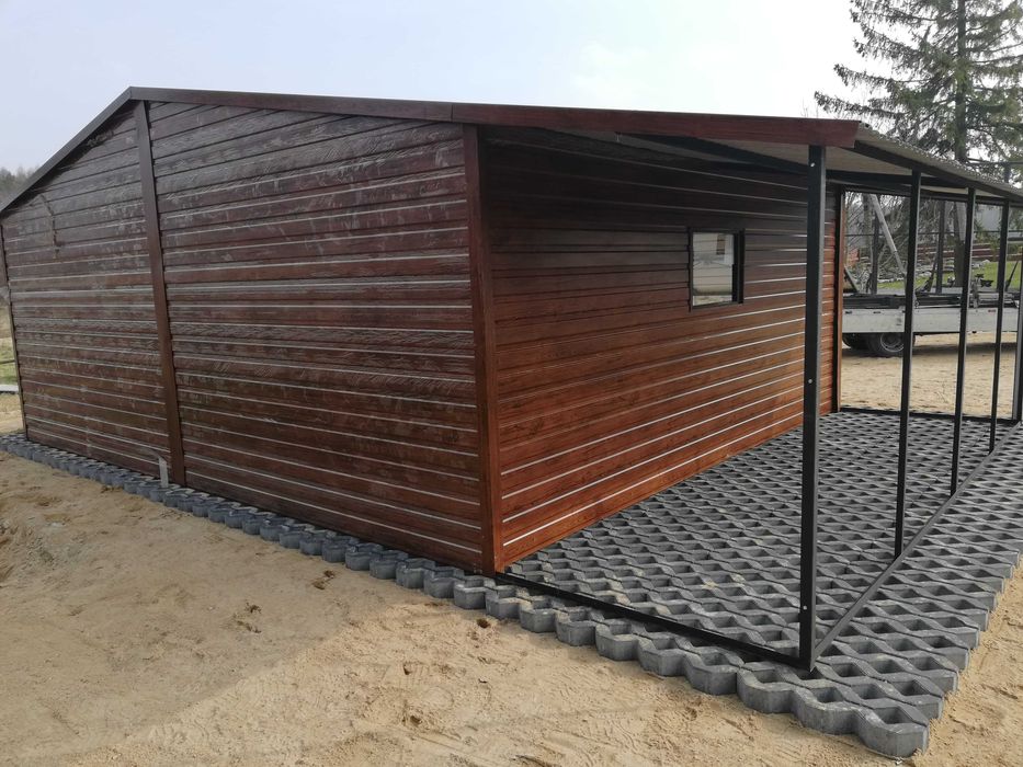 Garaż blaszany 4x5 +wiata. Antracyt, profil, Blaszak 5x5 4x6 PRODUCENT