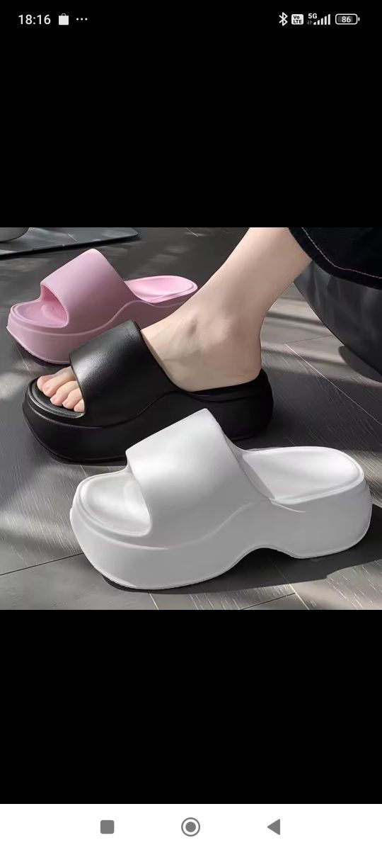 Czarne klapki damskie slippers platforma czarne r. 39