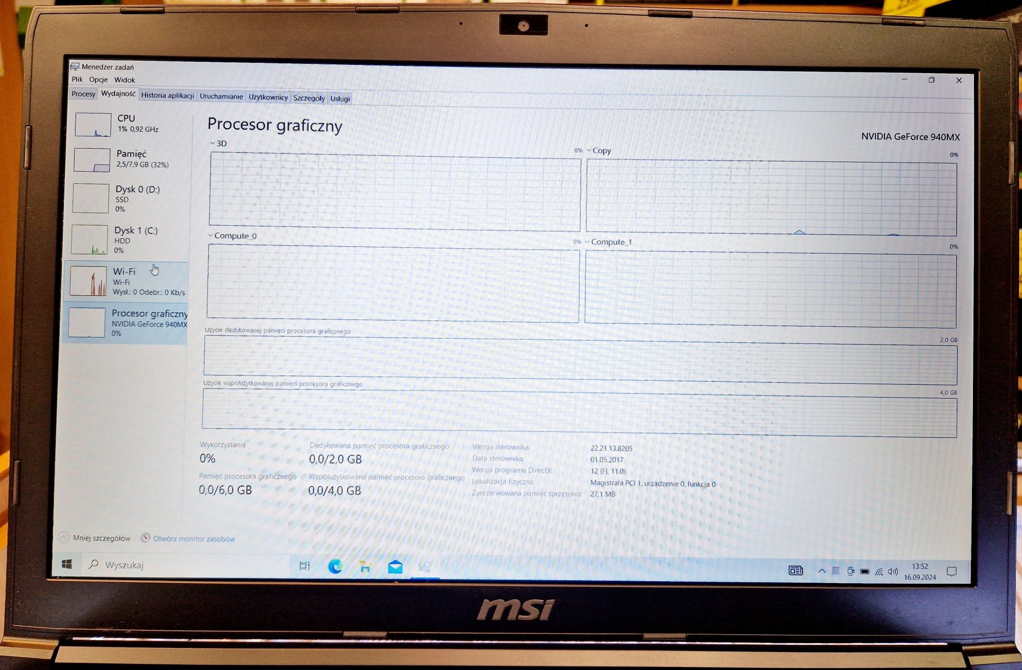 Laptop gamingowy MSI GL72 6QC-219XPL, Komis Jasło Czackiego