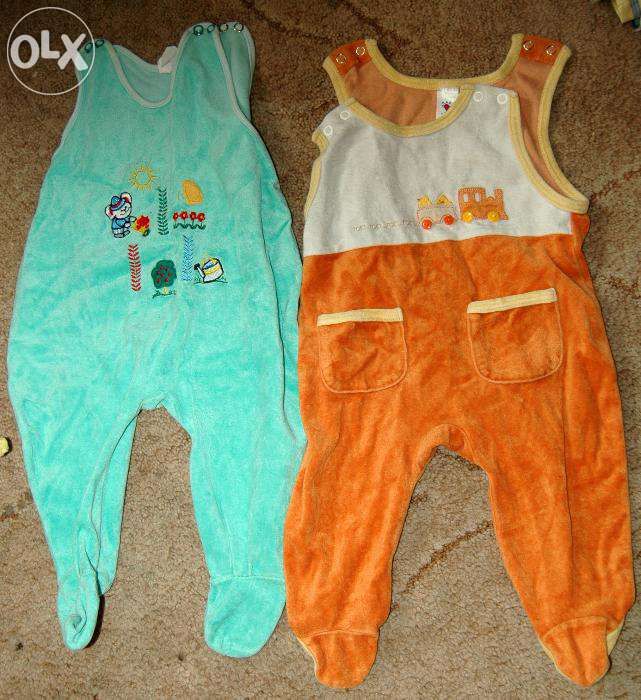 Śpioszki welurowe r.62 i 68 - 2 sztuki