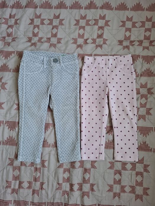 Spodnie leginsy Benetton 74 różowy szary