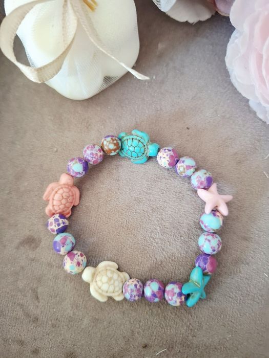 Bransoletka handmade z naturalnych kamieni jaspis cesarski turkus