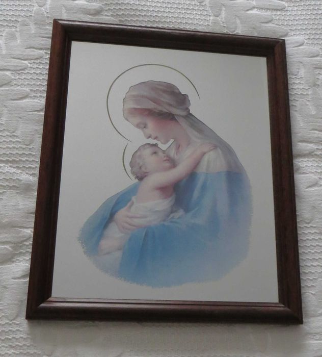 Quadro Pintado em espelho Medida 23 X 28, moldura madeira - Como Novo