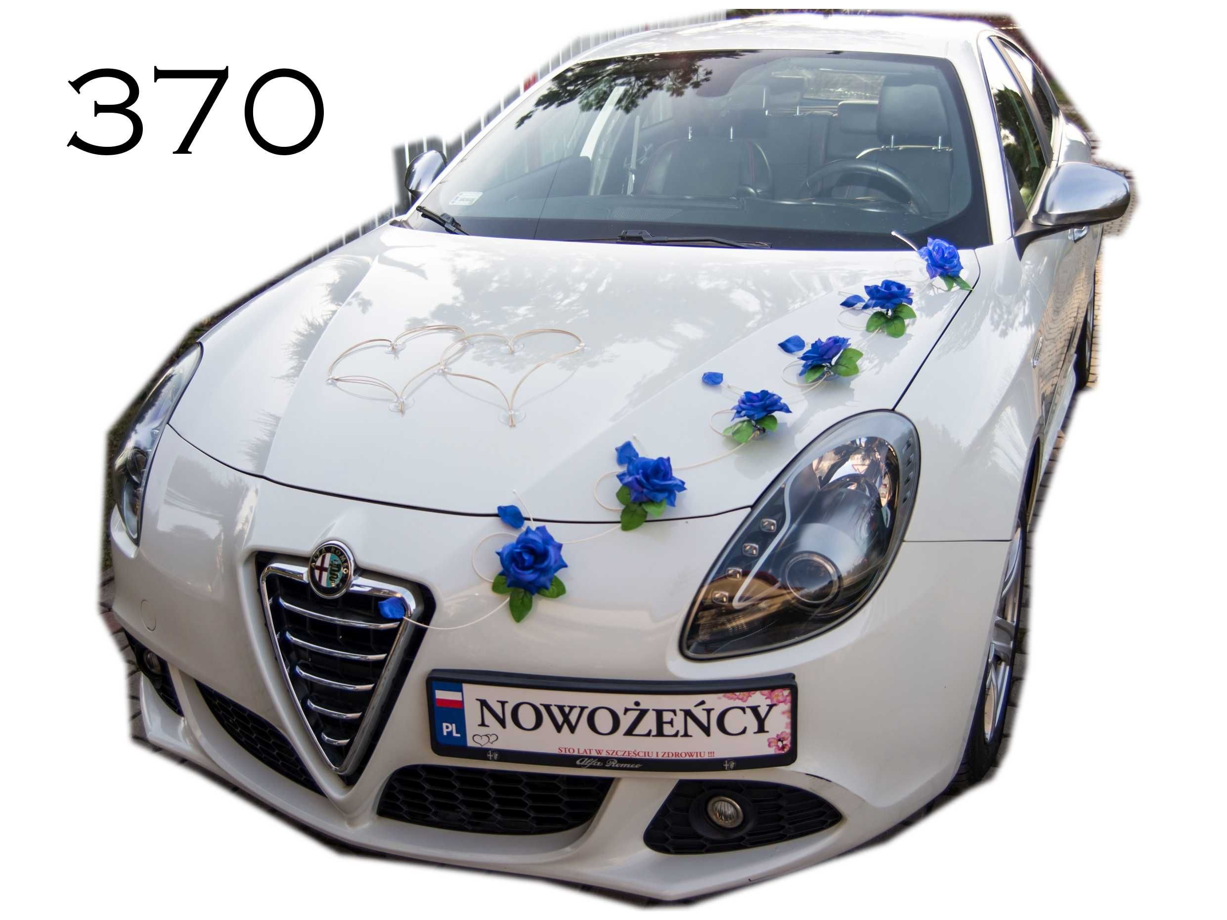 Niebieska - chabrowa dekoracja ozdoba na auto samochód do ślubu Nr 370